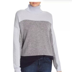 Color-Block Cashmere Turtleneck Sweater (L)